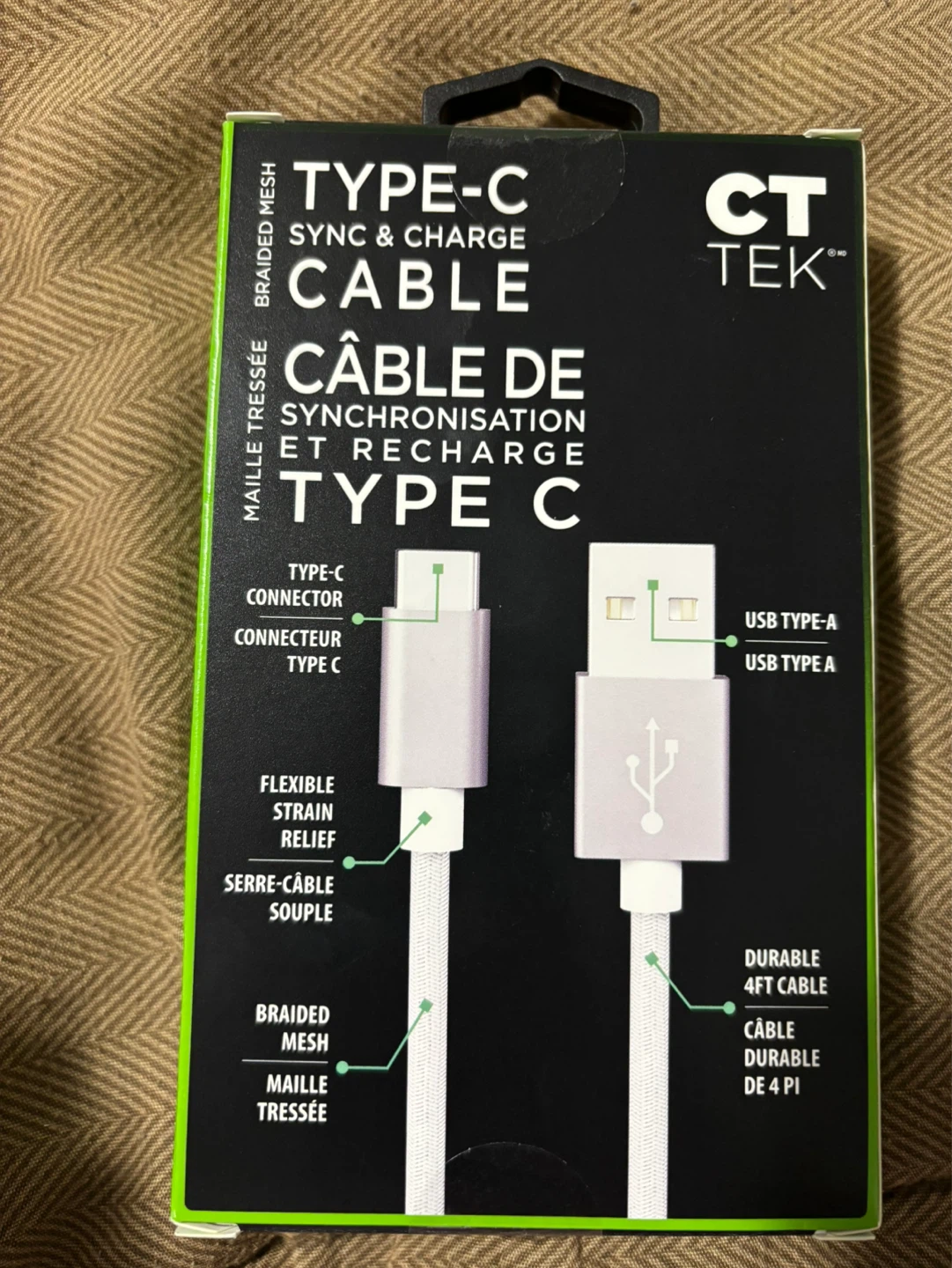 CT Tek Braided Mesh Type-C Sync & Charge Cable 4ft - photo 3