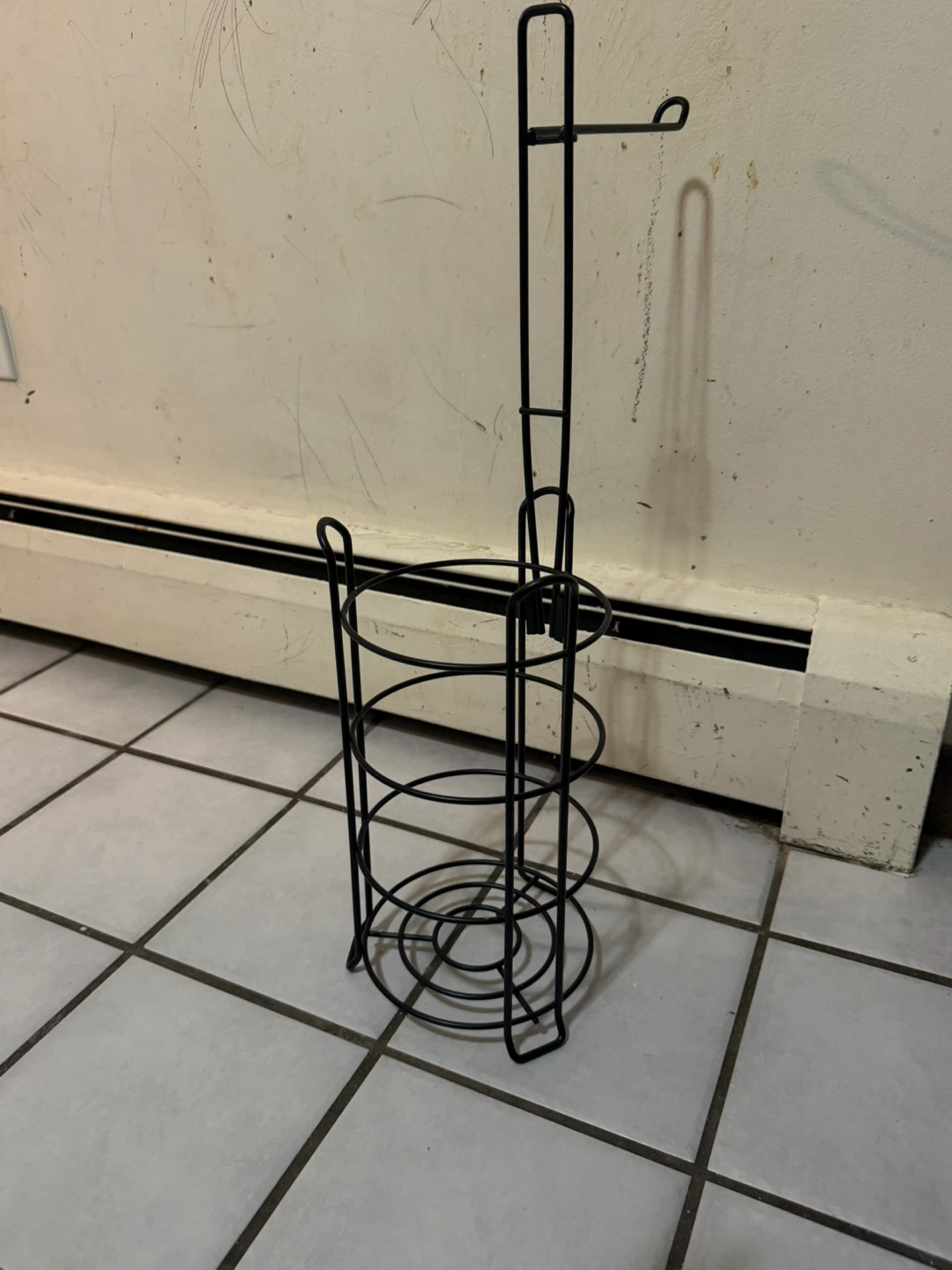Black Metal Toilet Paper Holder with Storage Tower