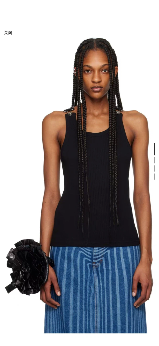 Jean Paul Gaultier Straps Tank Top – Black Ribbed