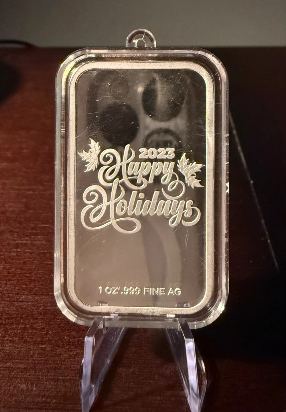 1 oz .999 Fine Silver Bar Polar Bear Christmas - photo 3