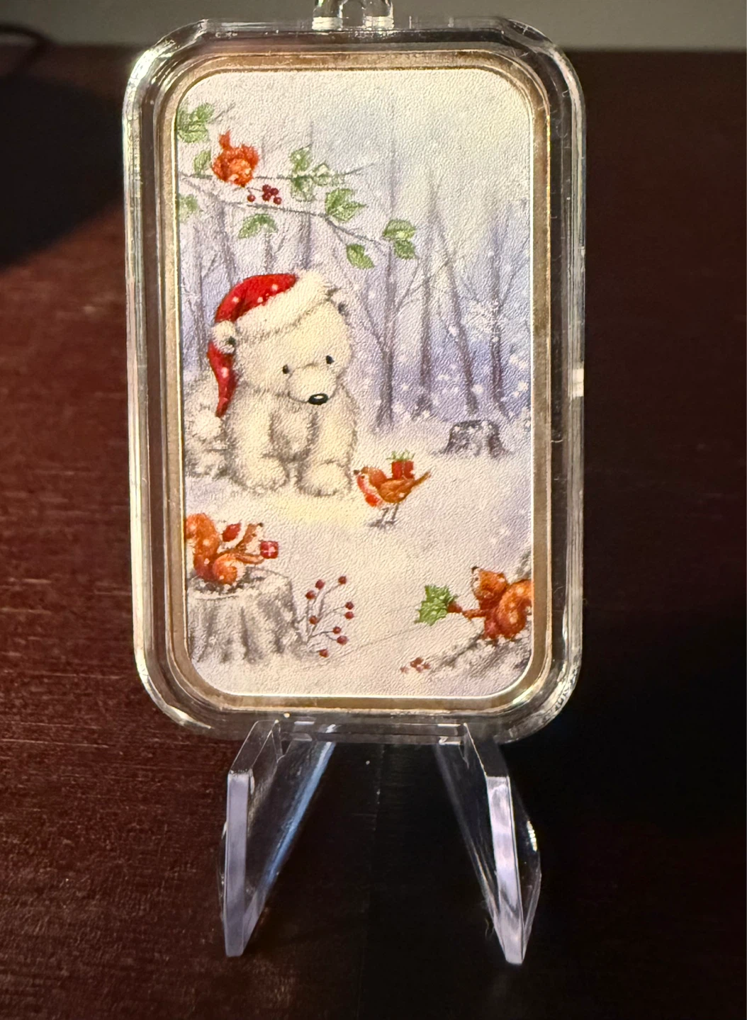 1 oz .999 Fine Silver Bar Polar Bear Christmas - photo 2
