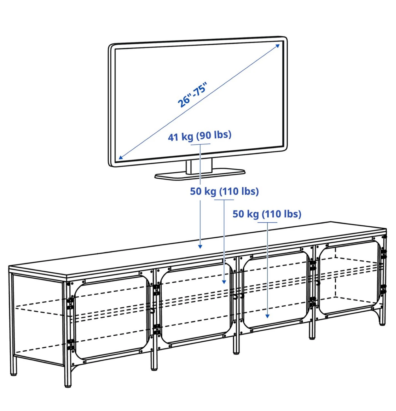 FJÄLLBO TV bench, black, 198x45x54 cm (78x17 3/4x21 1/4") - photo 4