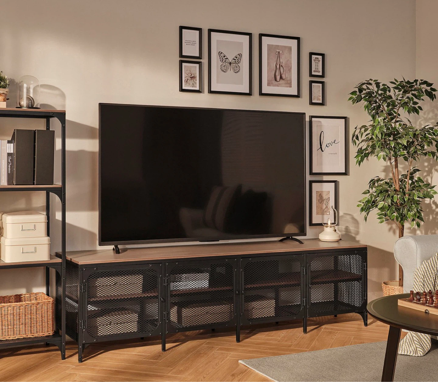 FJÄLLBO TV bench, black, 198x45x54 cm (78x17 3/4x21 1/4") - photo 2