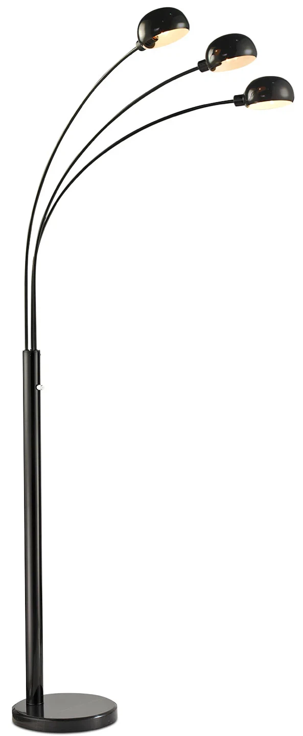 72" Modern Black 3-Light Arc Floor Lamp