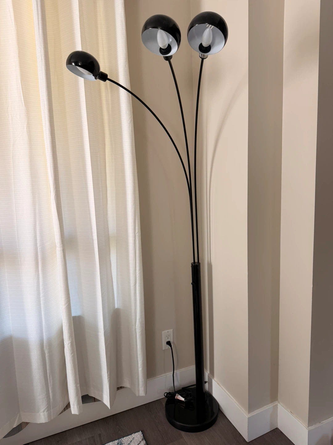 72" Modern Black 3-Light Arc Floor Lamp - photo 2