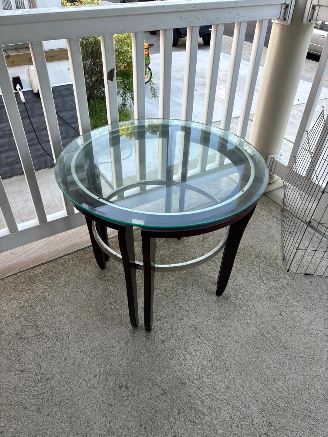 Round Glass Top Accent Table