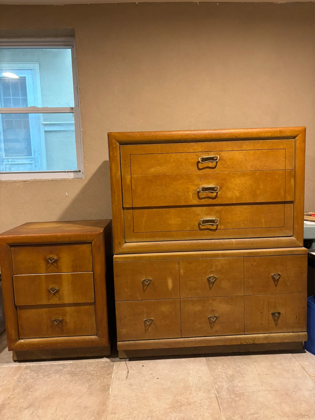 Vintage Wooden Dresser and Nightstand Set