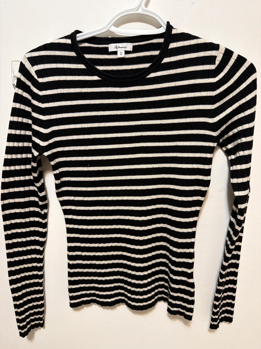 Reitmans Black & White Striped Ribbed Sweater