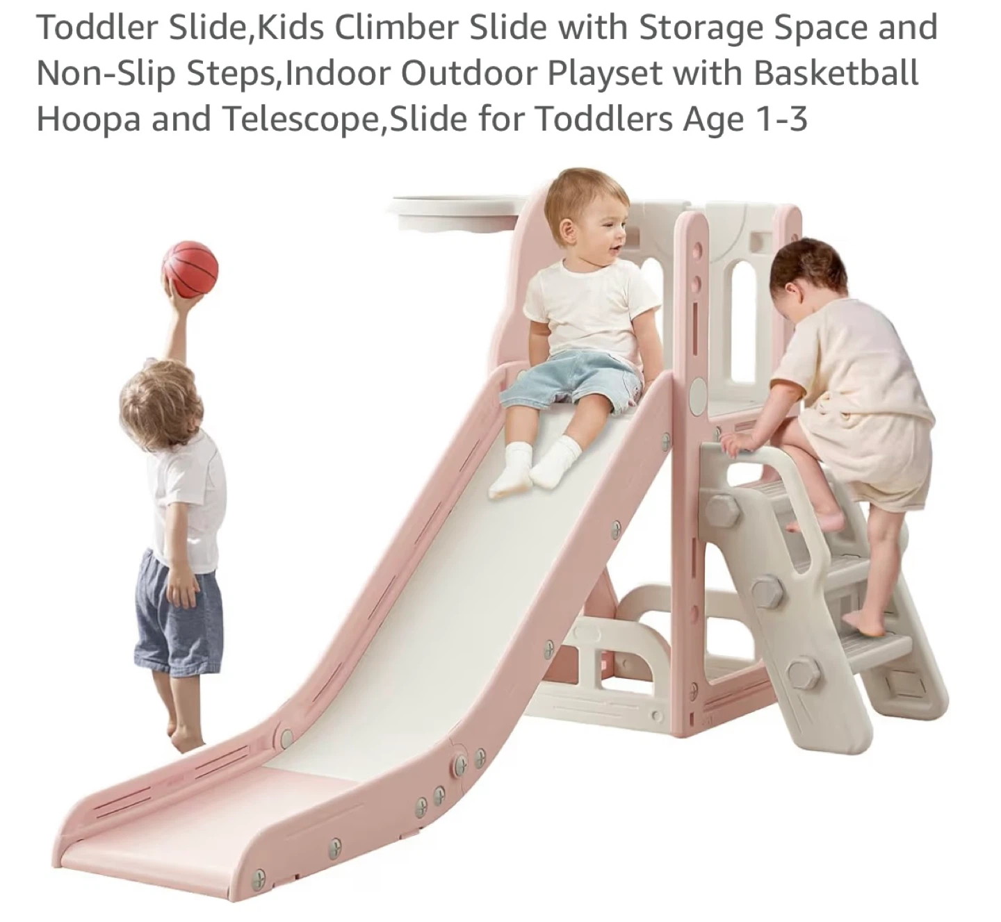 Toddler Slide Climber Playset with Basketball Hoop