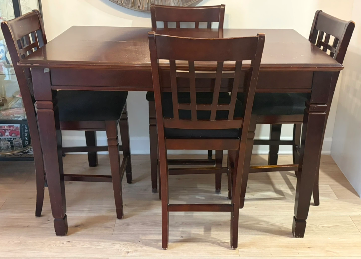 Dark Wood Dining Table and Chairs Set - photo 2