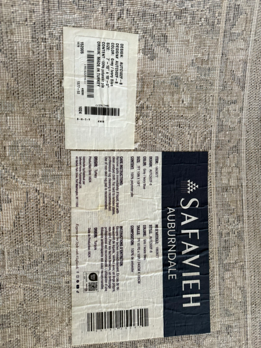 Safavieh Auburndale Rug - Grey/Navy Blue - 7'10" x 10' - photo 2