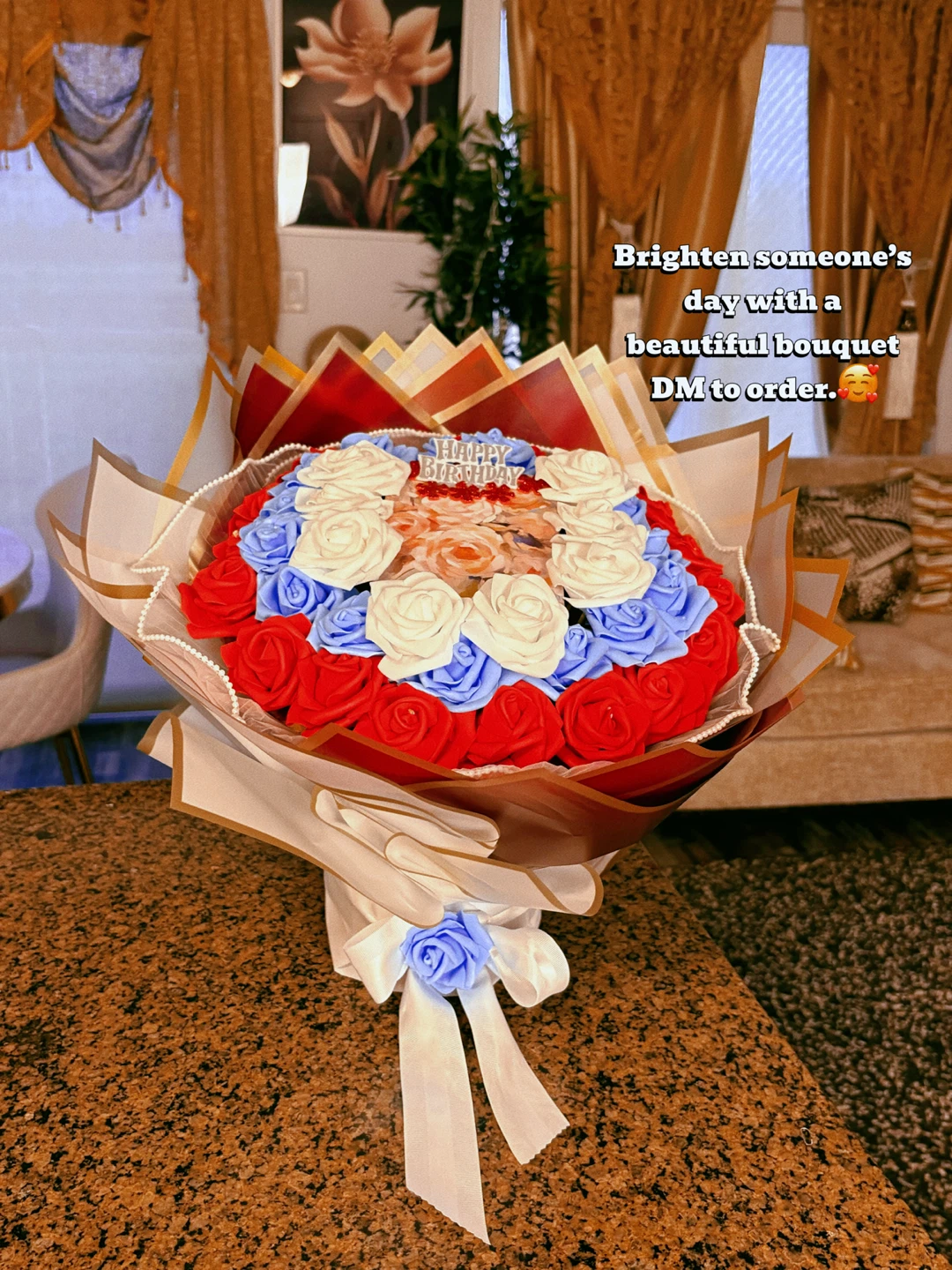 Gift and roses bouquet comes with complementary chocolate pack