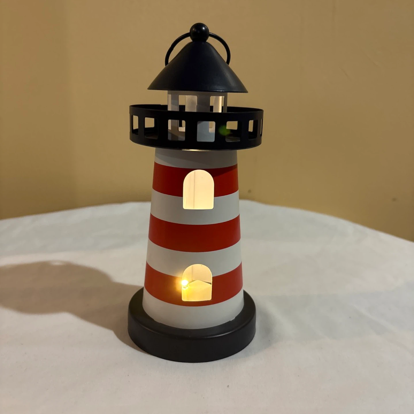 Red and White Striped Lighthouse Lantern - photo 4