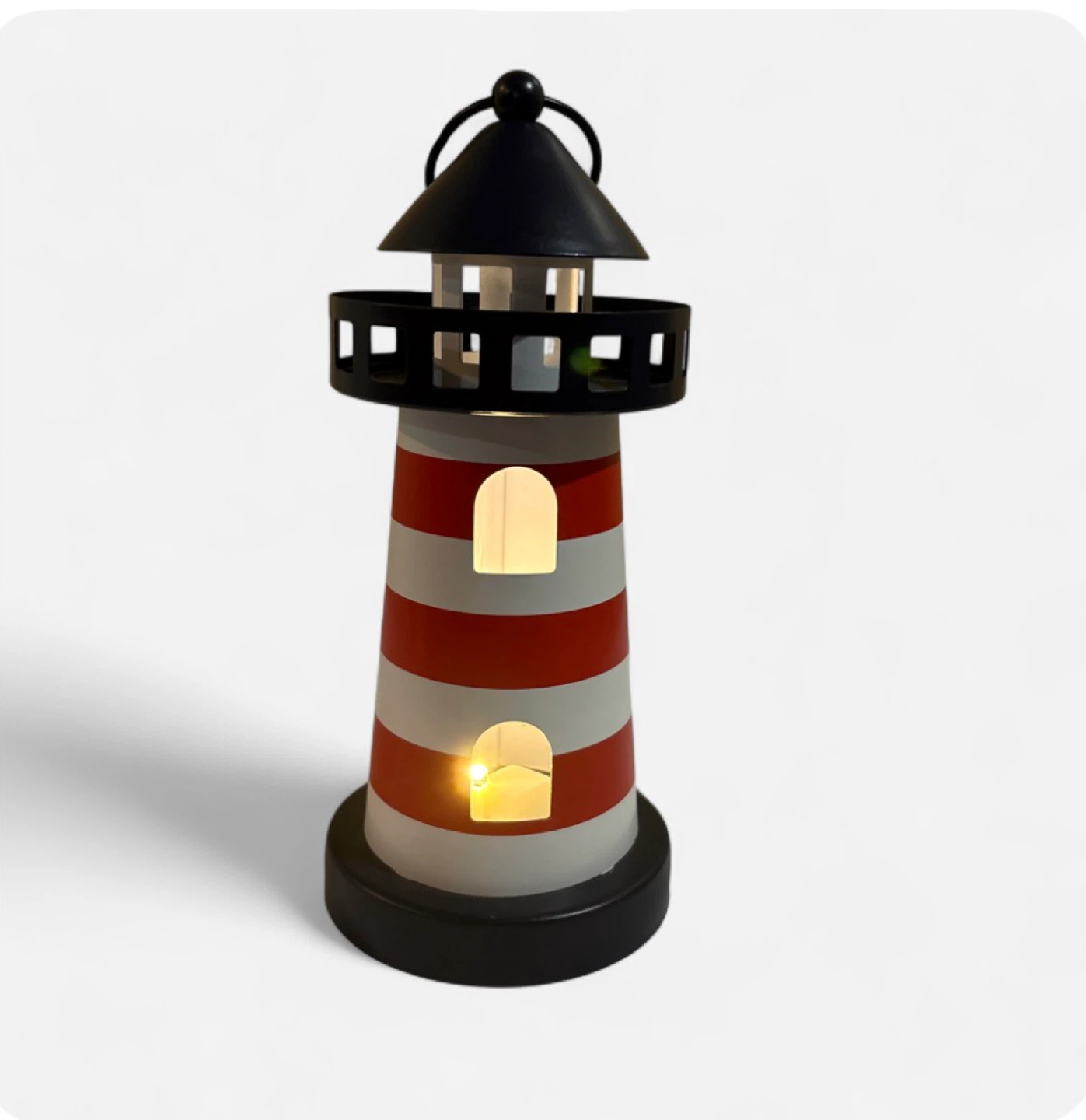 Red and White Striped Lighthouse Lantern - photo 5