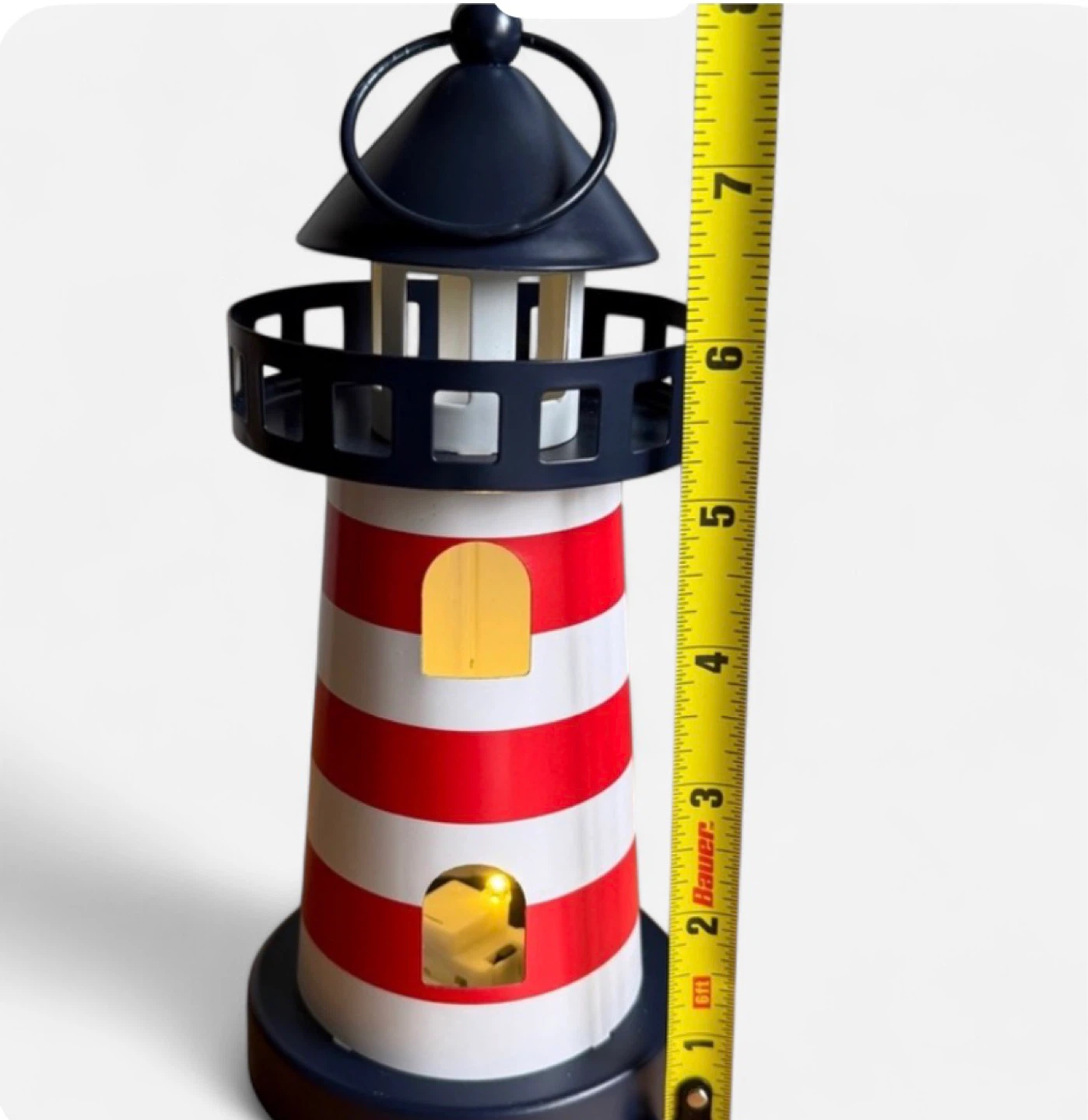 Red and White Striped Lighthouse Lantern - photo 2