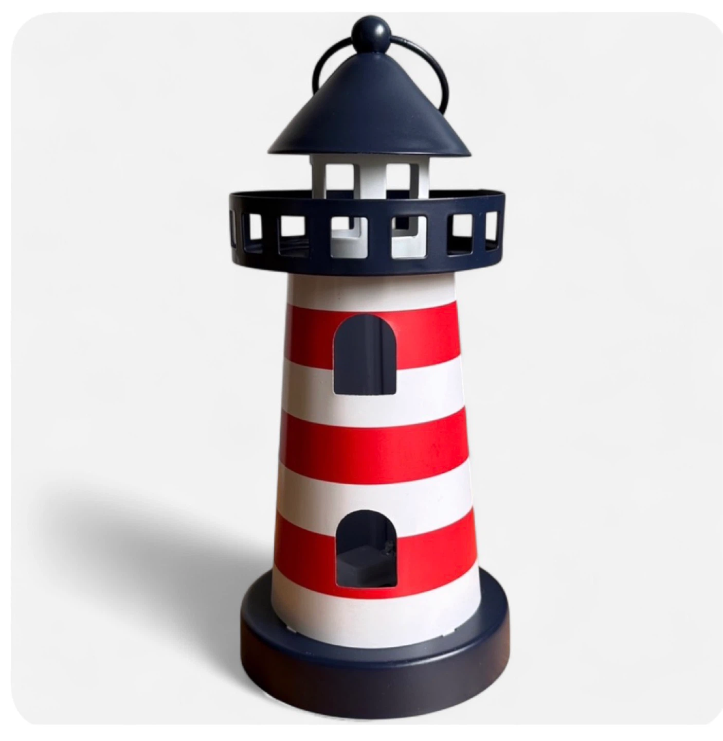 Red and White Striped Lighthouse Lantern - photo 3