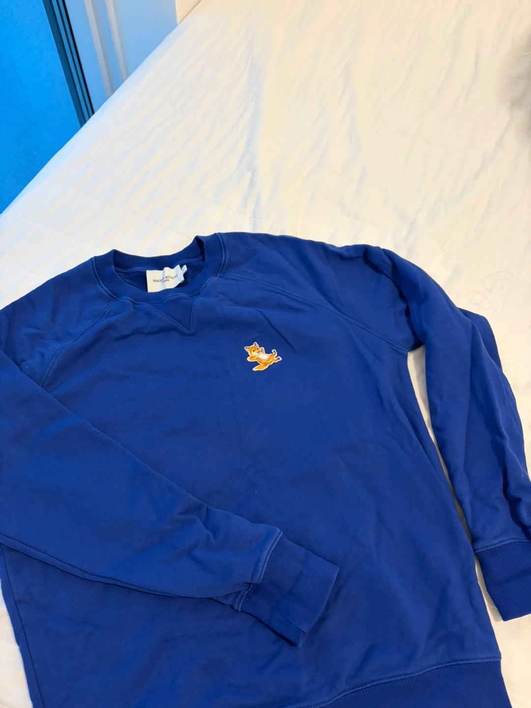 Maison Kitsuné Blue Sweatshirt with Fox Logo