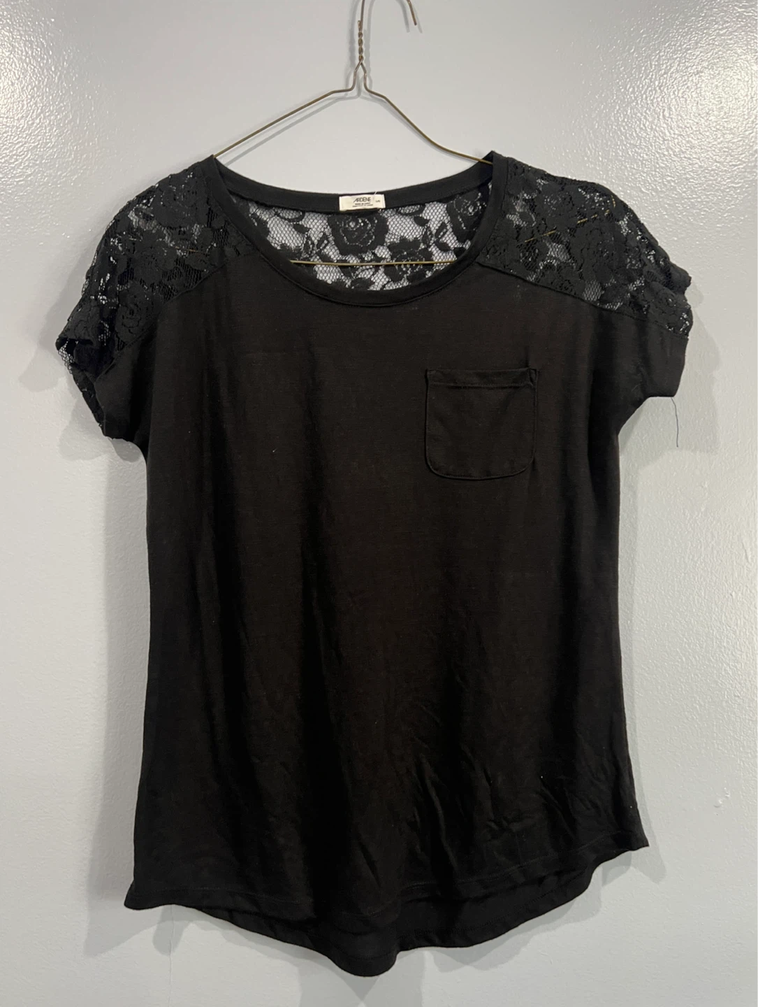 Black Lace Yoke T-Shirt
