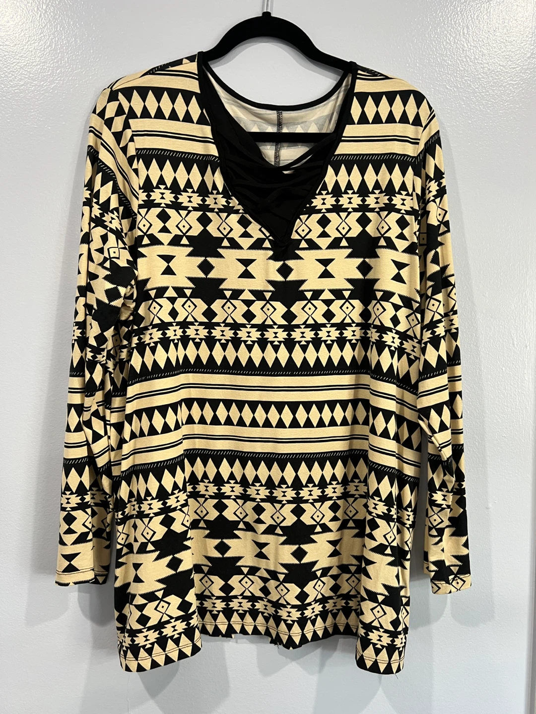 Long Sleeve Aztec Print Top