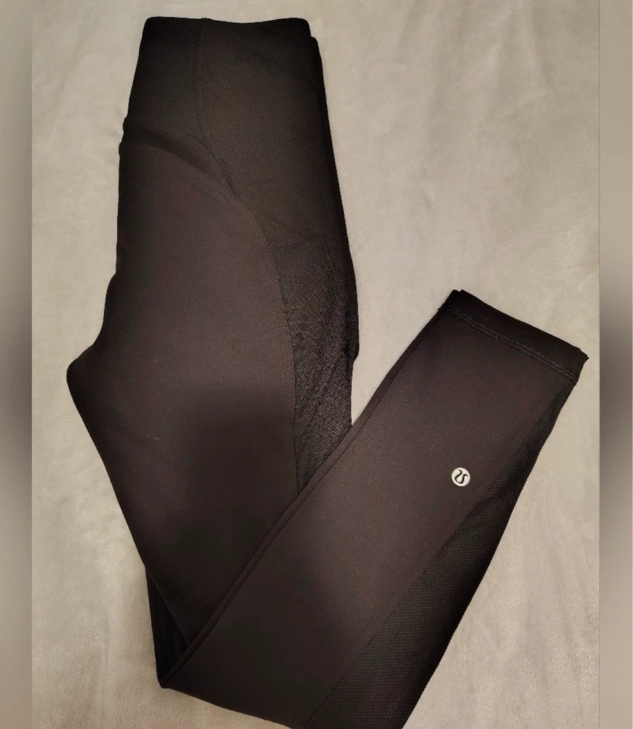 Lululemon Black Mesh Panel Leggings Full Length Size 6