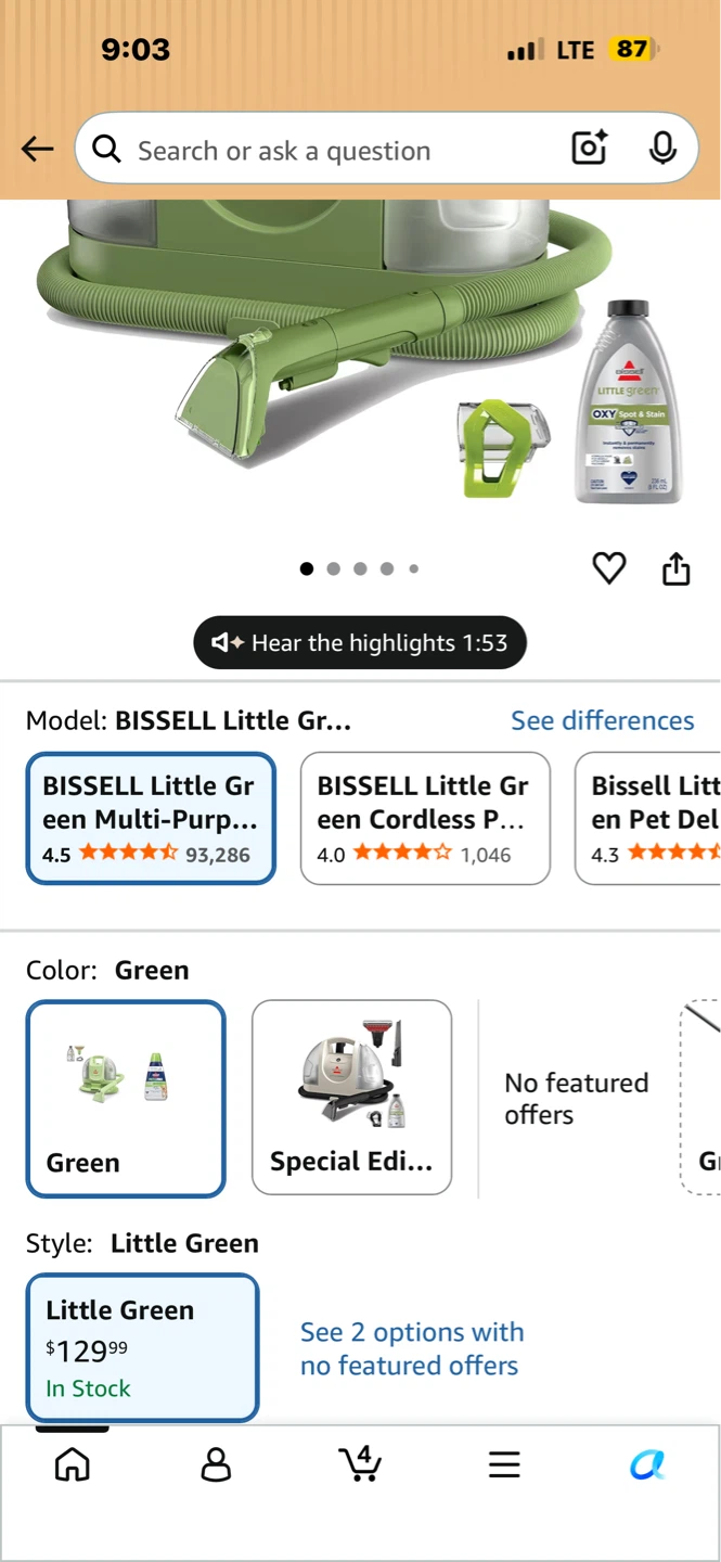 Bissell Little Green Carpet Cleaner - photo 3