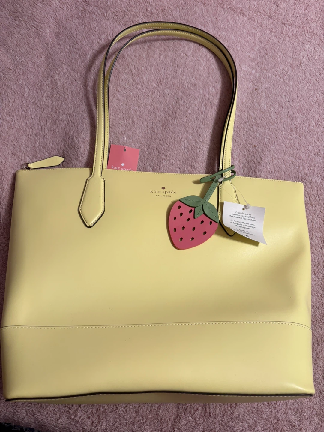 Kate Spade Tote Bag with Strawberry Charm - Yellow