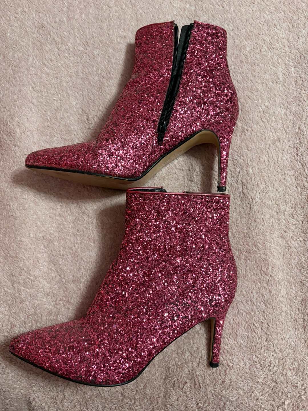 Pink Glitter Pointed Toe Ankle Boots - photo 2
