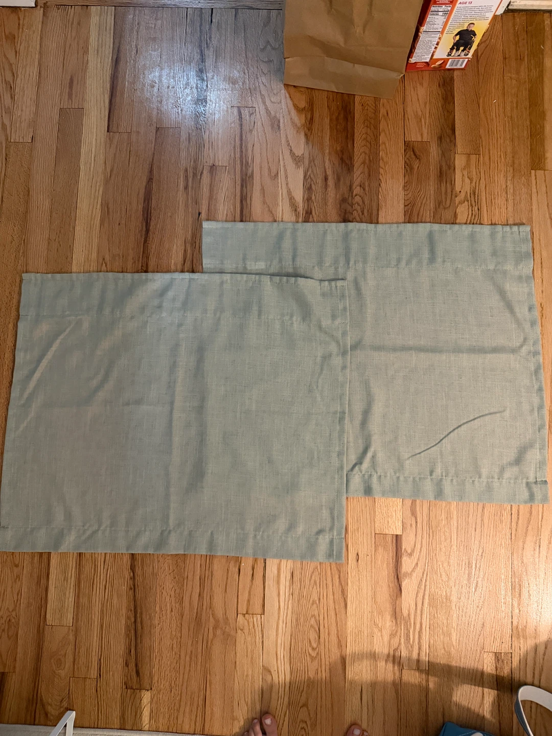Light Green Linen Blend Tea Curtain - Set of 2