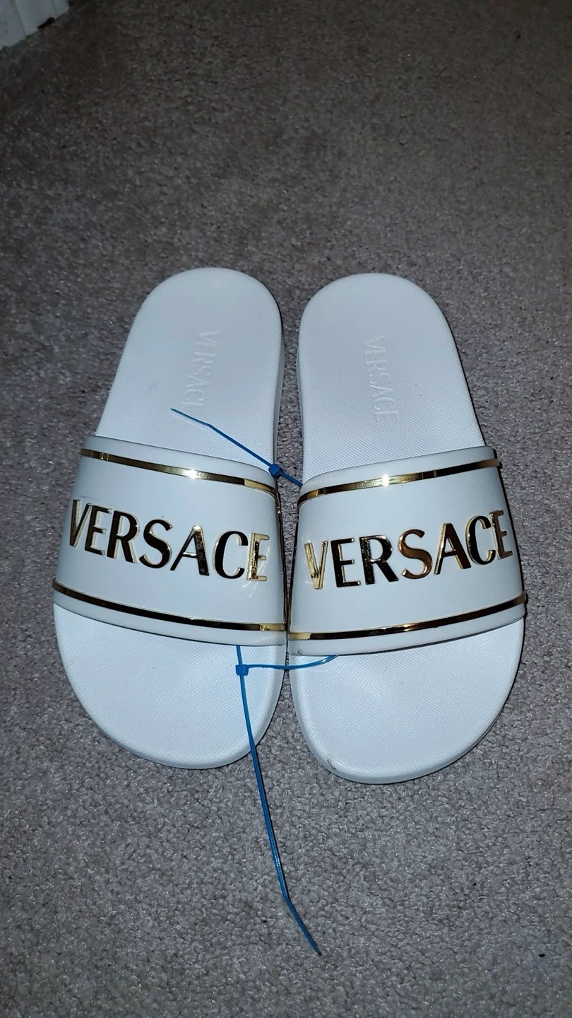 Versace White Slides - Size Large