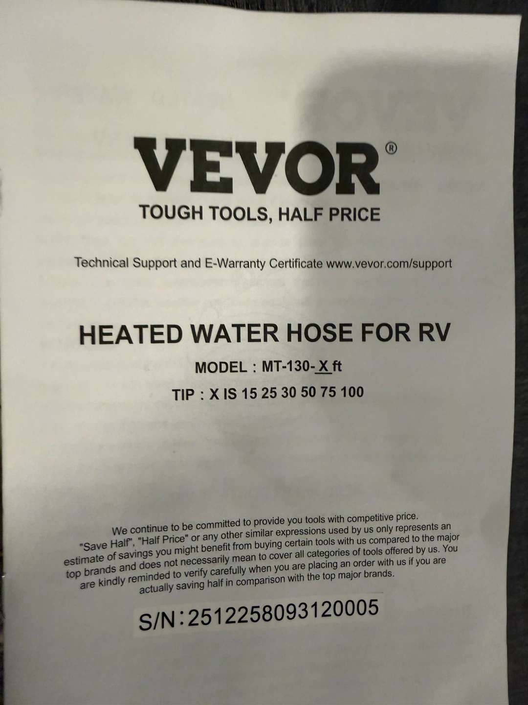 VEVOR Heated Water Hose for RV - 75ft - photo 3