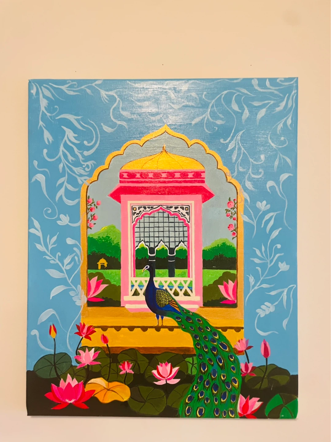 Original Painting - Peacock and Lotus - photo 2