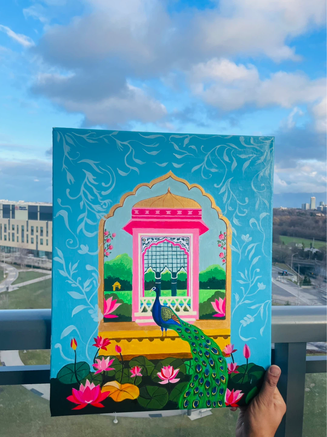 Original Painting - Peacock and Lotus - photo 3