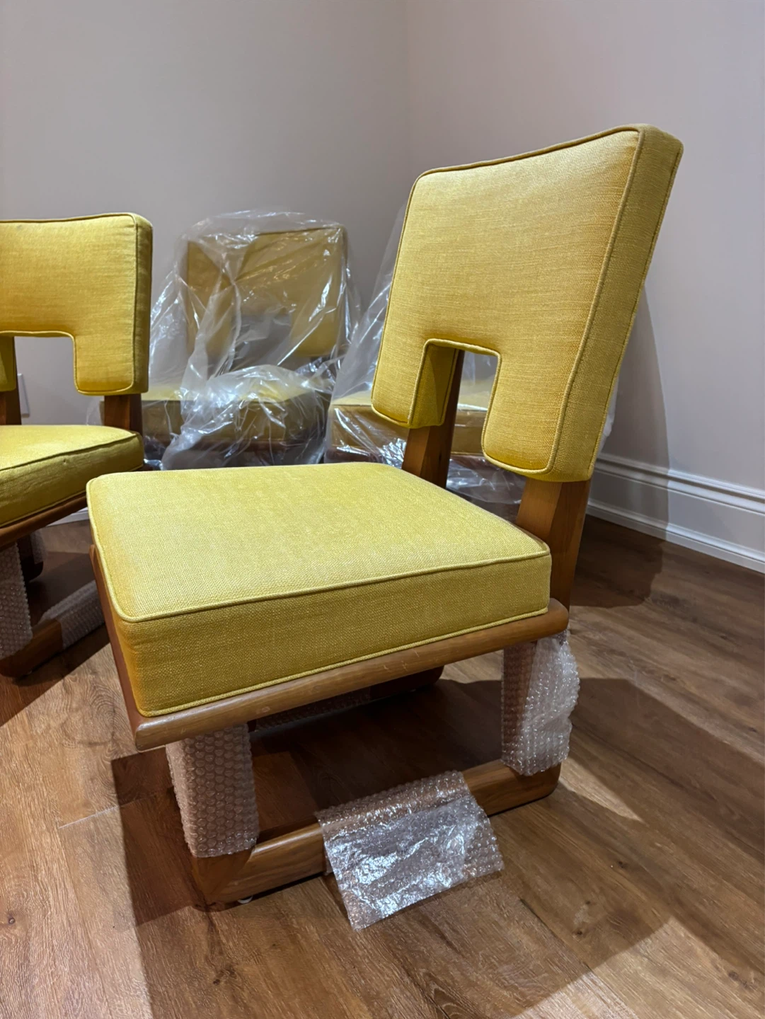 NEW Yellow Upholstered Dining Chairs  of 2