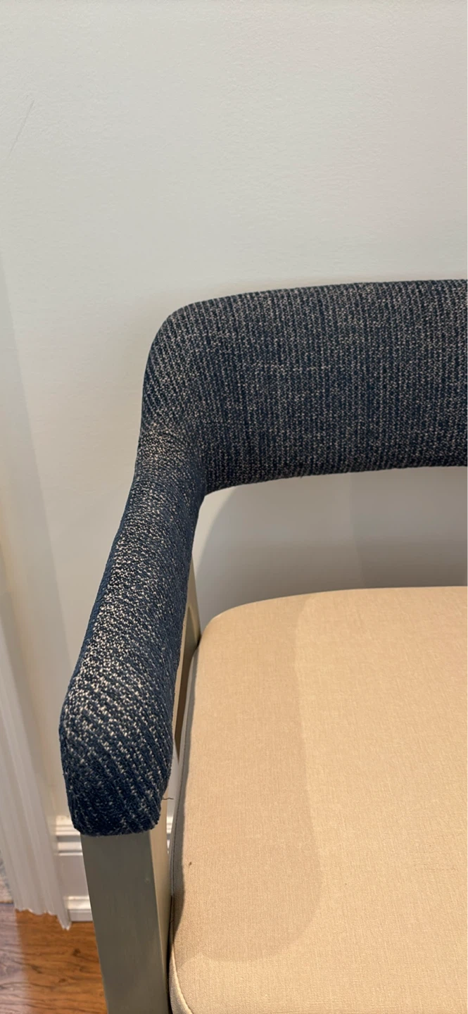 2 NEW Upholstered Bar Stool with Dark Blue and Beige Fabric - photo 2