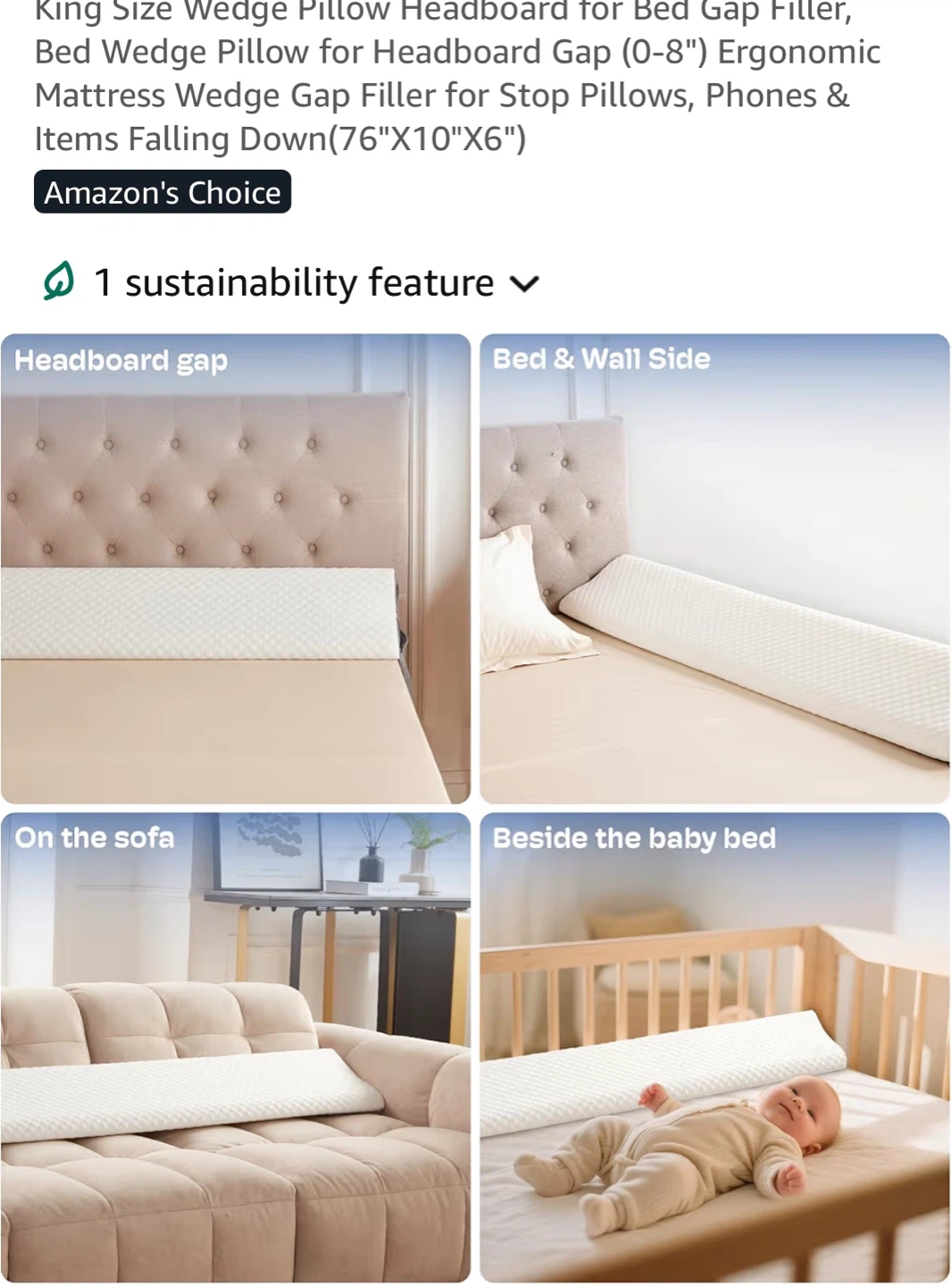King Size Wedge Pillow Headboard Bed Gap Filler