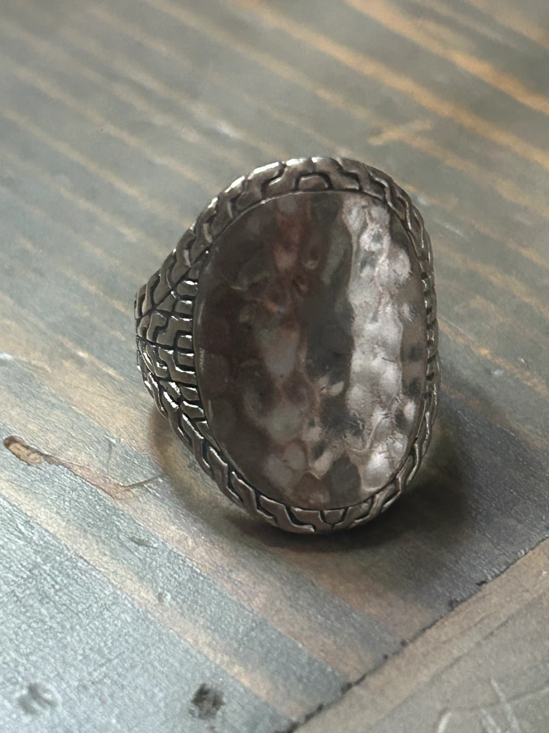 Vintage Hammered Oval Signet Ring - incredible quality!