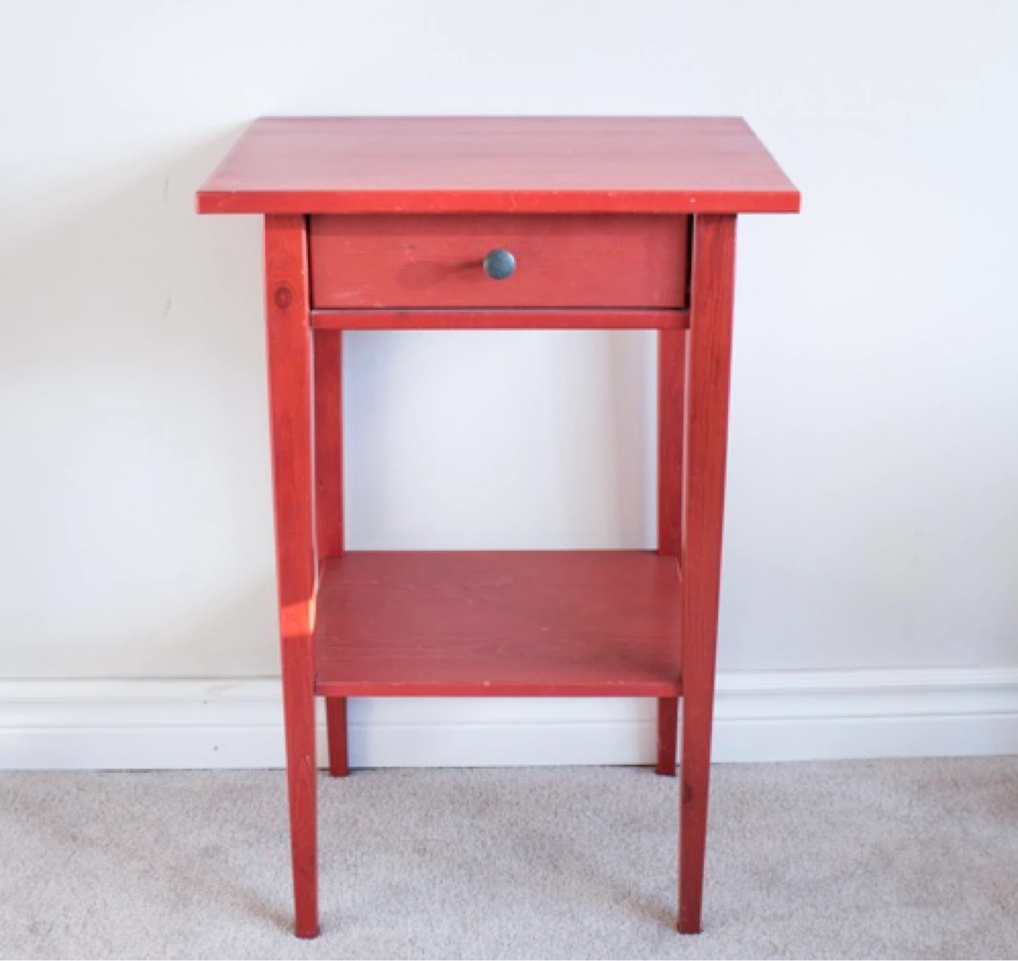 Red Night Table with Drawer