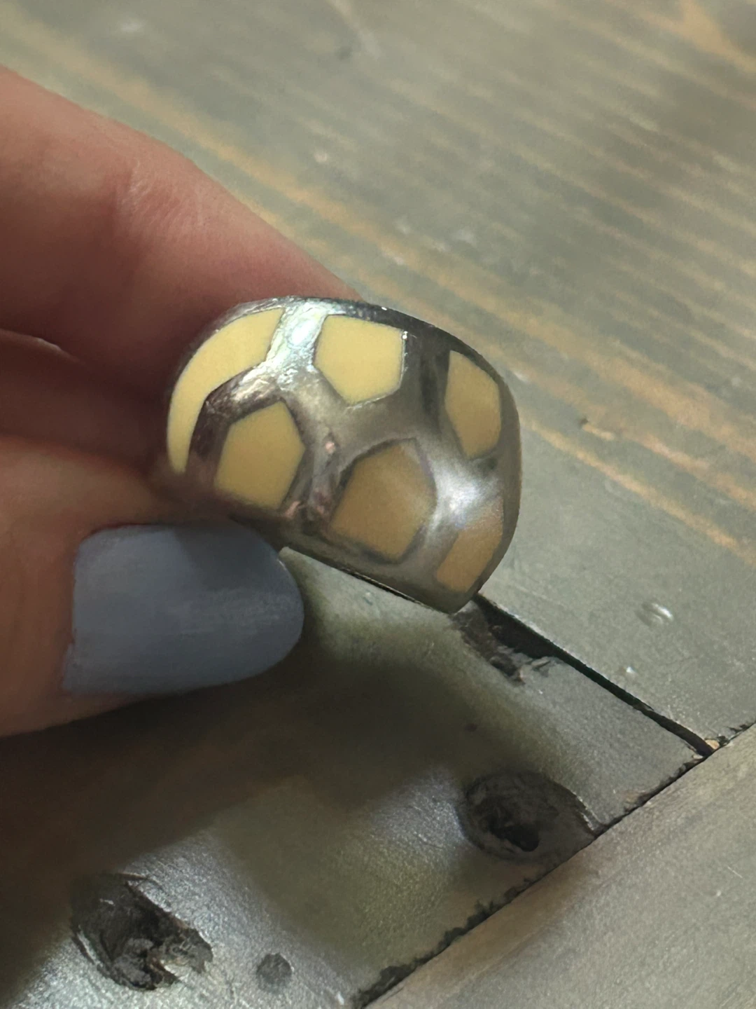 Vintage Ring with Cream & Silver Pattern - incredible quality! - photo 4