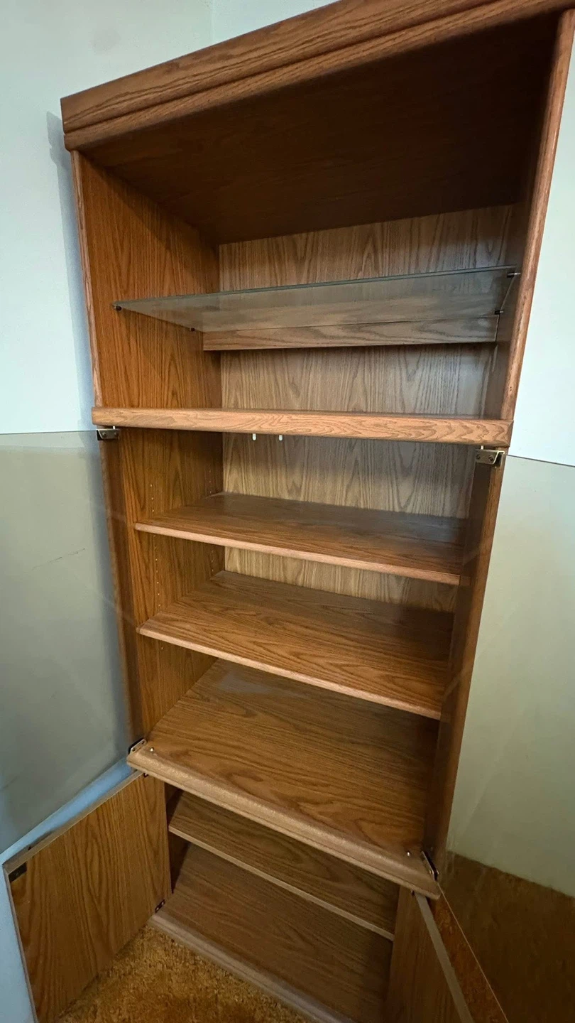 Wooden bookshelf with glass doors - photo 2