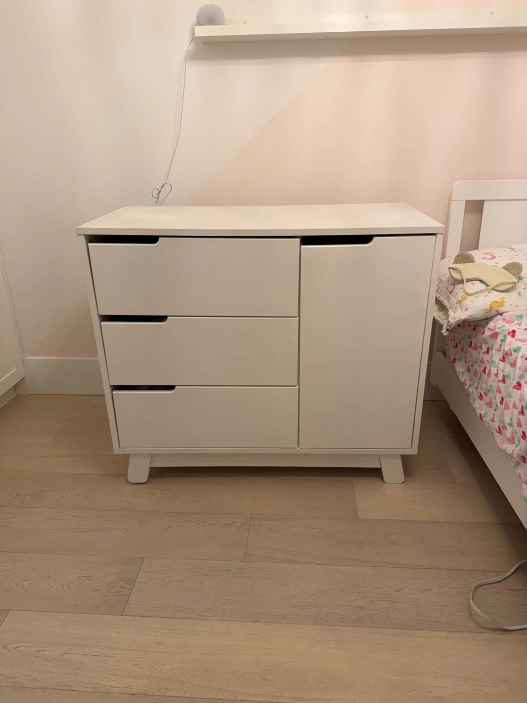White Dresser with 3 Drawers and Cabinet