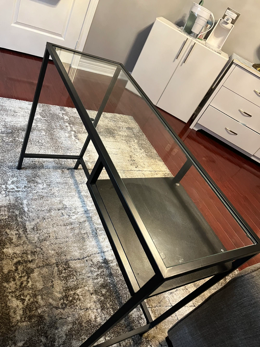 Glass top desk with metal frame - photo 3