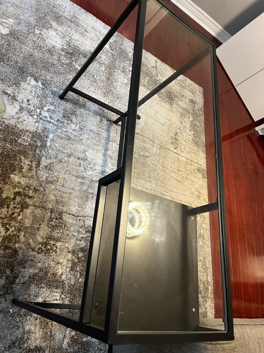 Glass top desk with metal frame - photo 4