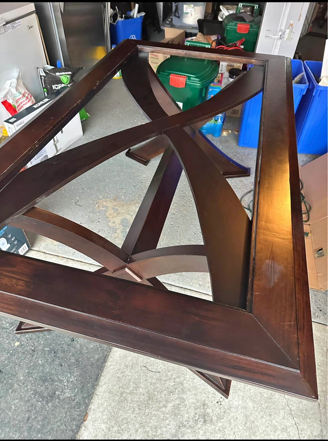 Dark Wood dinning Table with Glass Top - photo 4