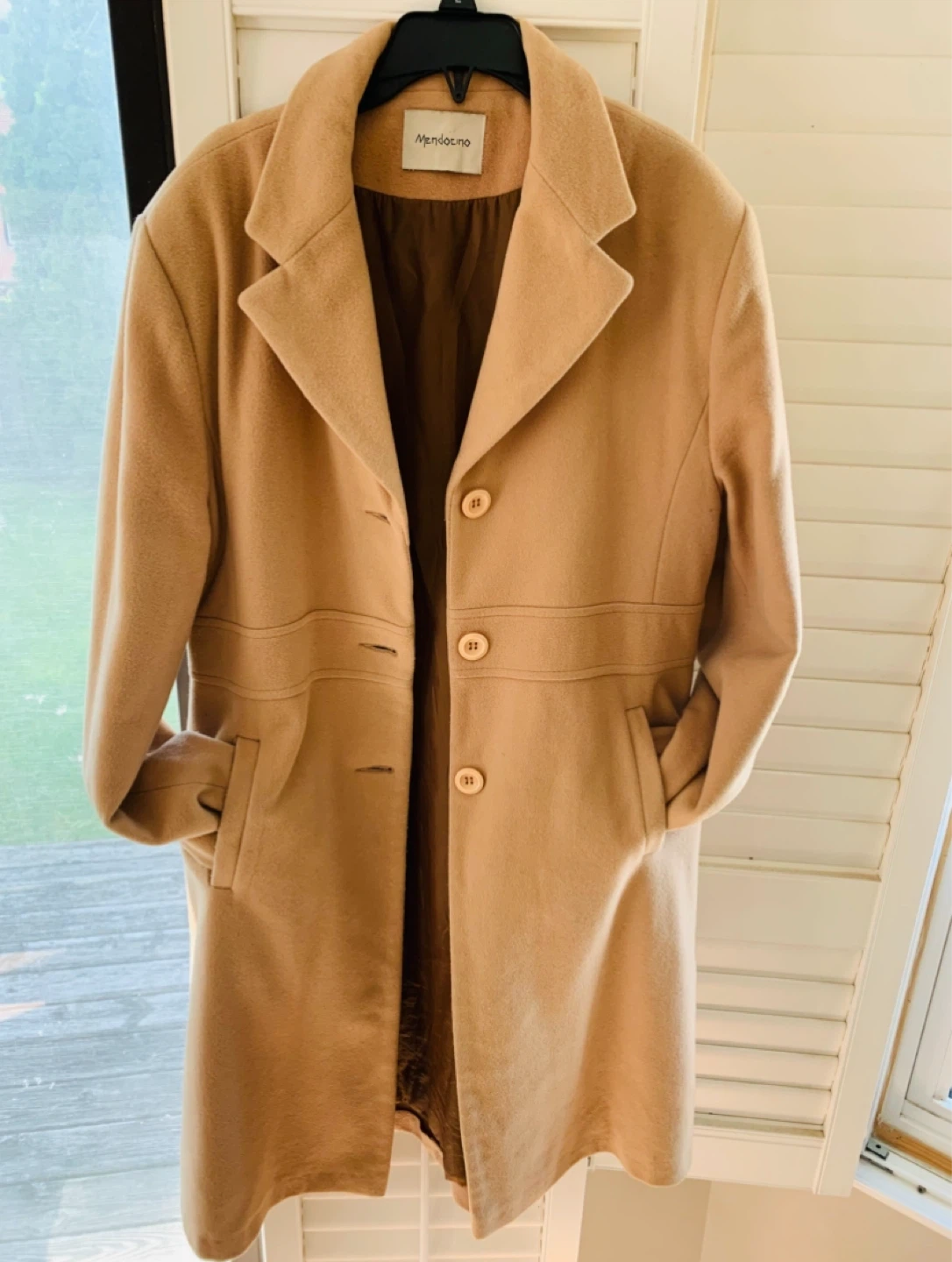 Women Beige Fitted Coat Long Fall/Winter size 10 - photo 3
