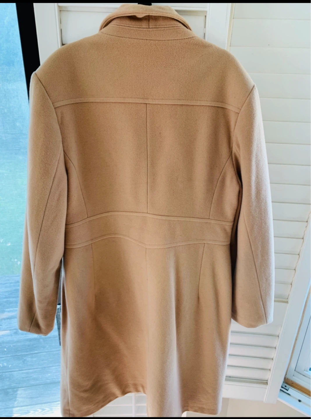 Women Beige Fitted Coat Long Fall/Winter size 10 - photo 2