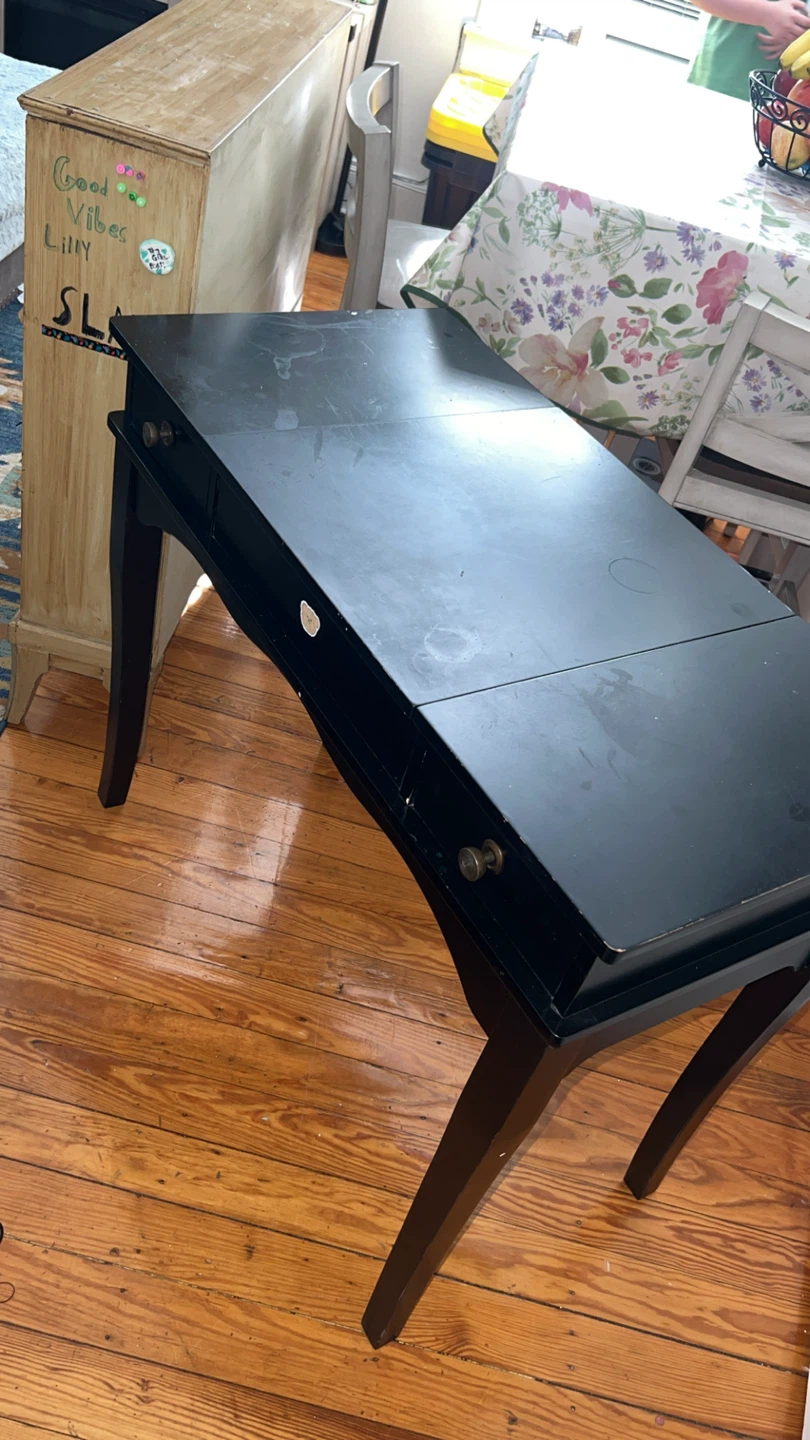 Black Vanity Table with Mirror and Drawers - photo 2