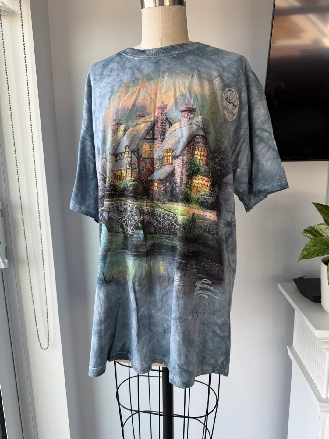 Vintage The Mountain Thomas Kinkade Tie-Dye T-Shirt by size XL