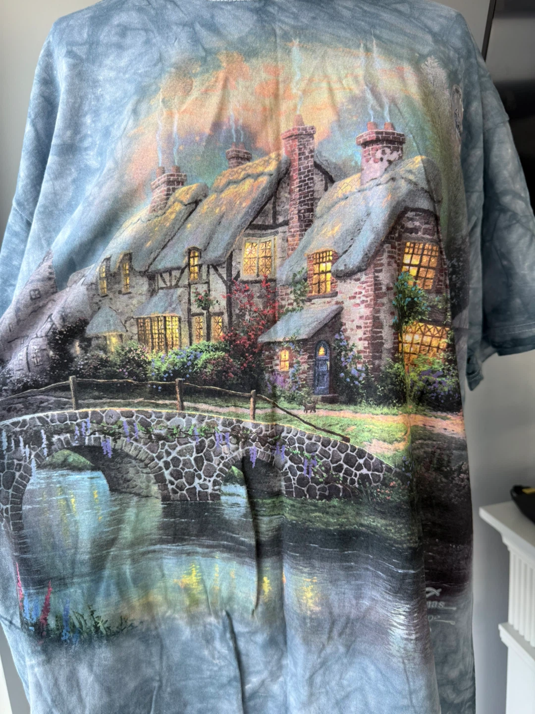 Vintage The Mountain Thomas Kinkade Tie-Dye T-Shirt by size XL - photo 4