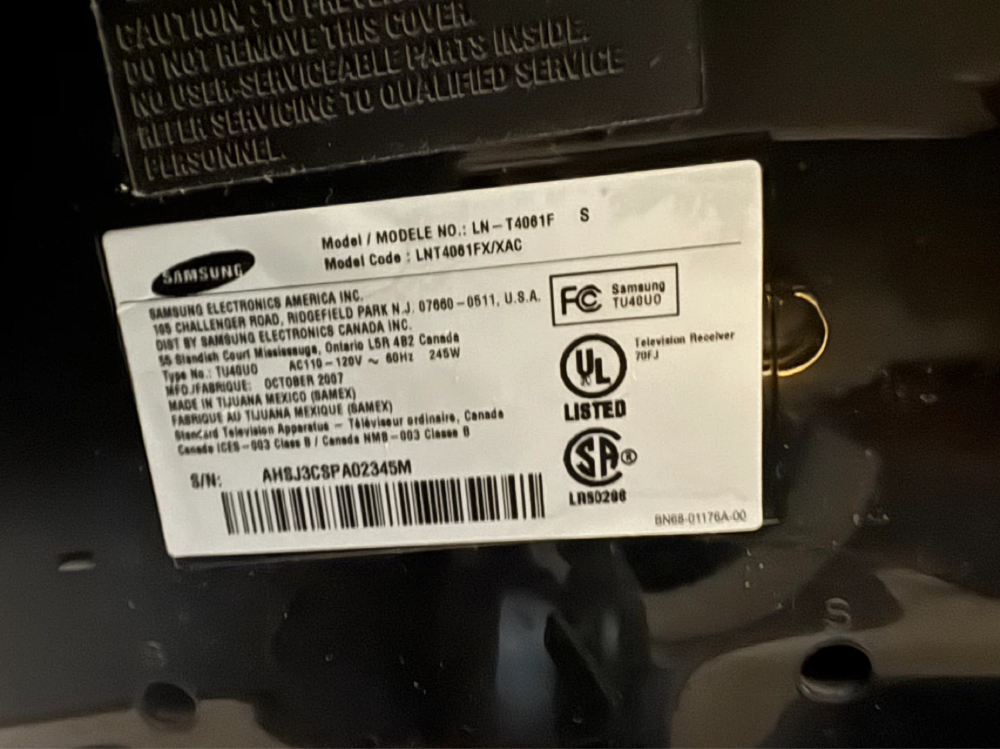 Samsung 24" Flat Screen TV LN-T4081F - photo 2