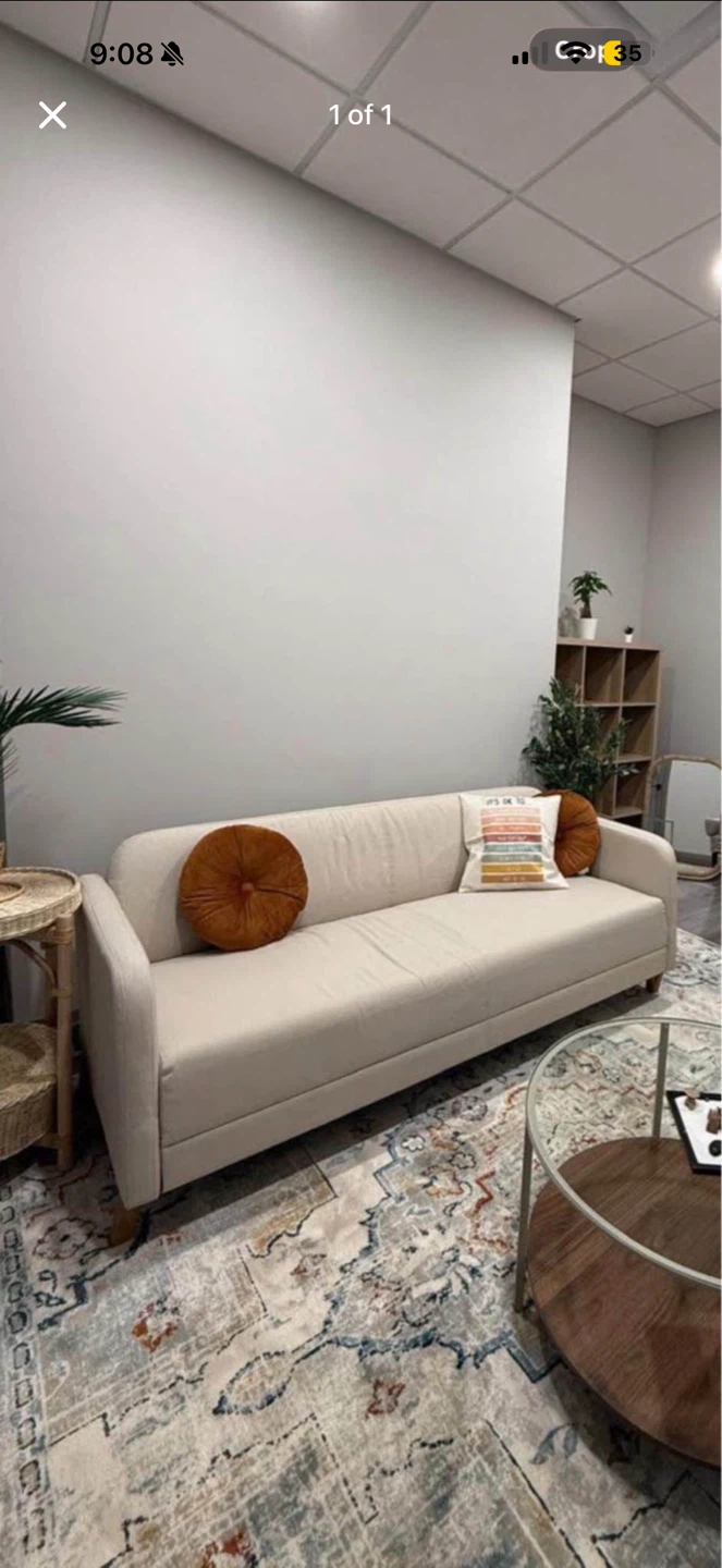 IKEA Cream Sofa with Wooden Legs